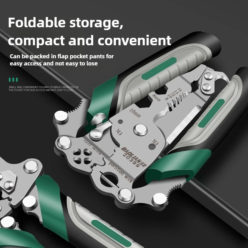 Multi Functional Foldable Electrician Specific Wire Cutting Pliers, Wiring and Pulling Pliers, Wire Splitting and Pressing Plier
