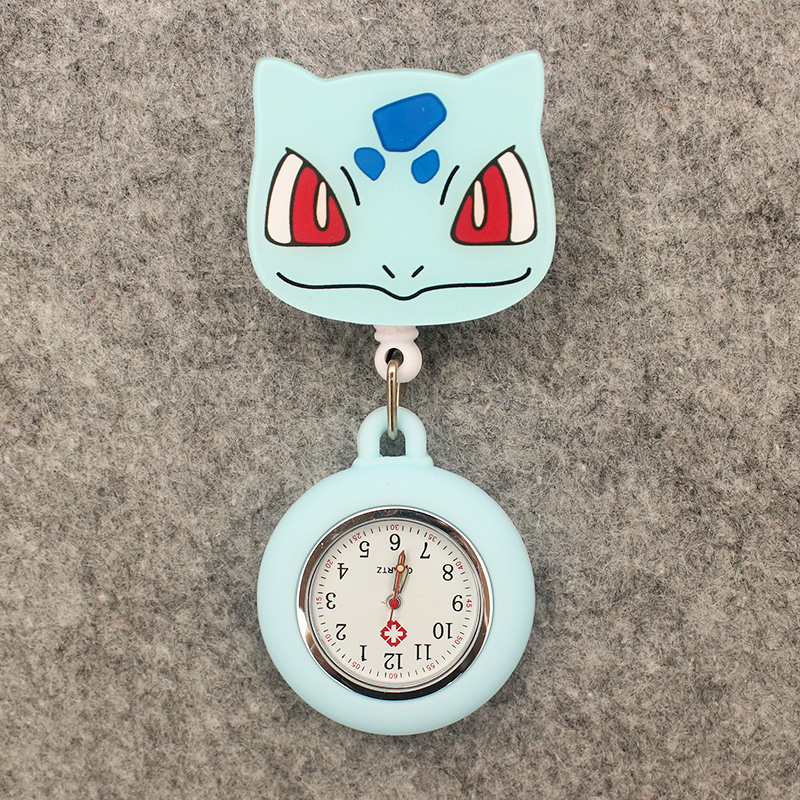 Reloj de bolsillo retráctil para hombre y mujer, reloj de bolsillo con diseño de tortuga azul, dragón de fuego, con Clip