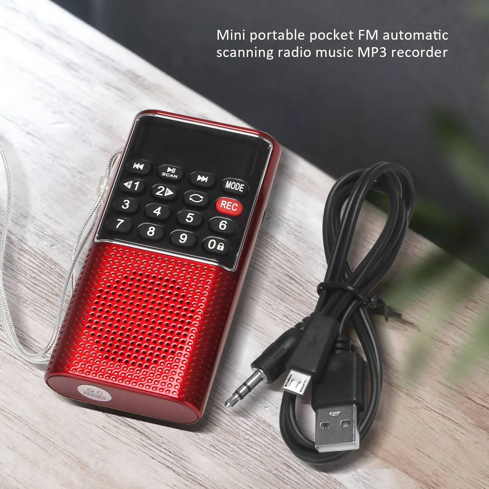 BABQ L-328 Mini Portable Pocket FM Auto Scan Radio Music Audio MP3 Player Outdoor Small Speaker with Voice Recorder