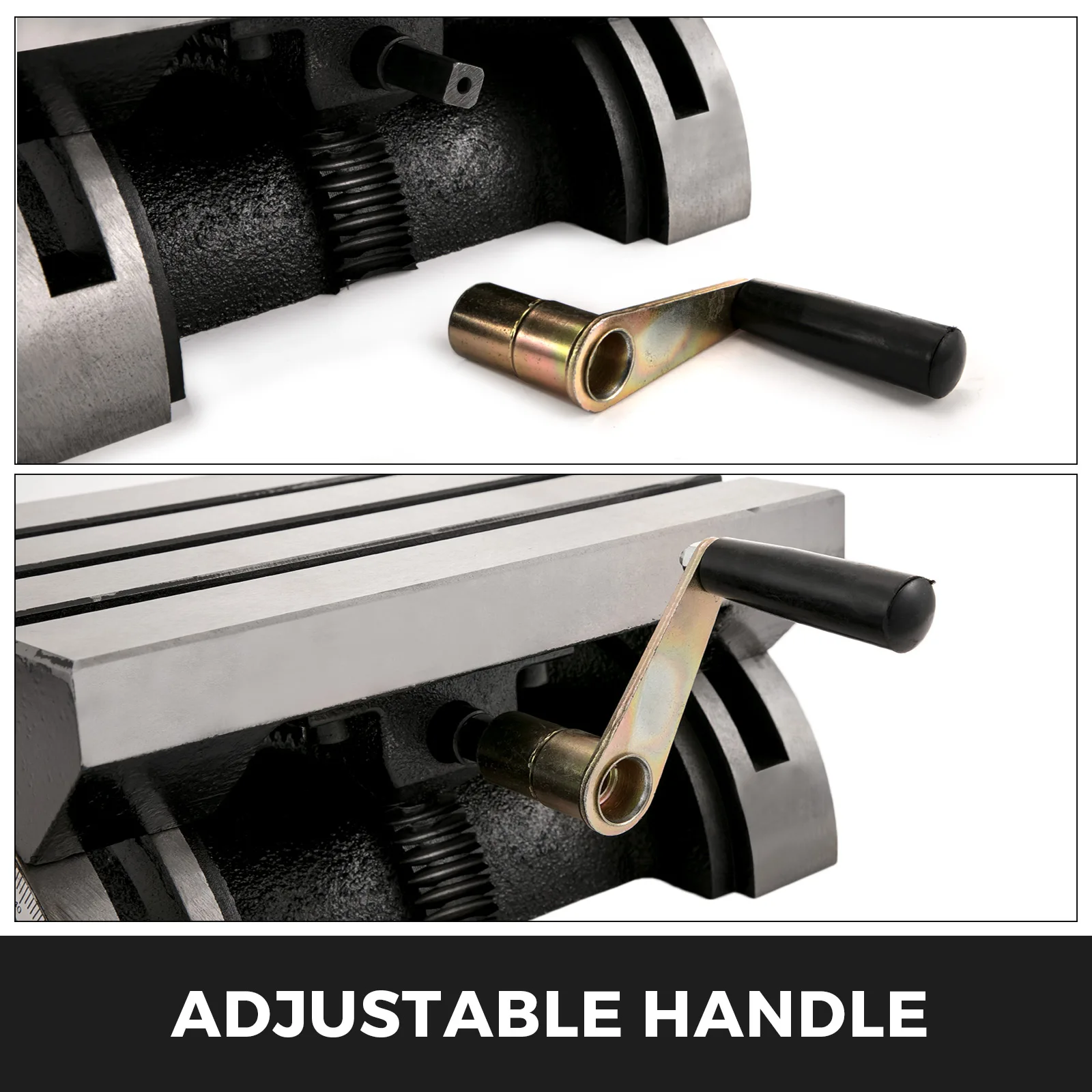 SucceBuy Máquina de mesa de trabalho rotativa ajustável com 3 slots em T e alça de manivela resistente para moagem e fresagem
