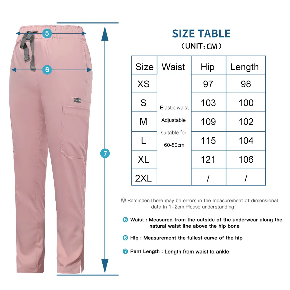 Color sólido matorral laboratorio quirúrgico unisex y uniforme trabajo enfermera accesorios médico médico médico pantalones