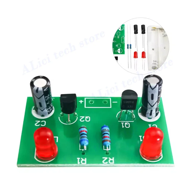 Semplice circuito flash Oscillazione multiarmonica Kit di saldatura fai-da-te Parti di montaggio per formazione per esperimenti elettronici