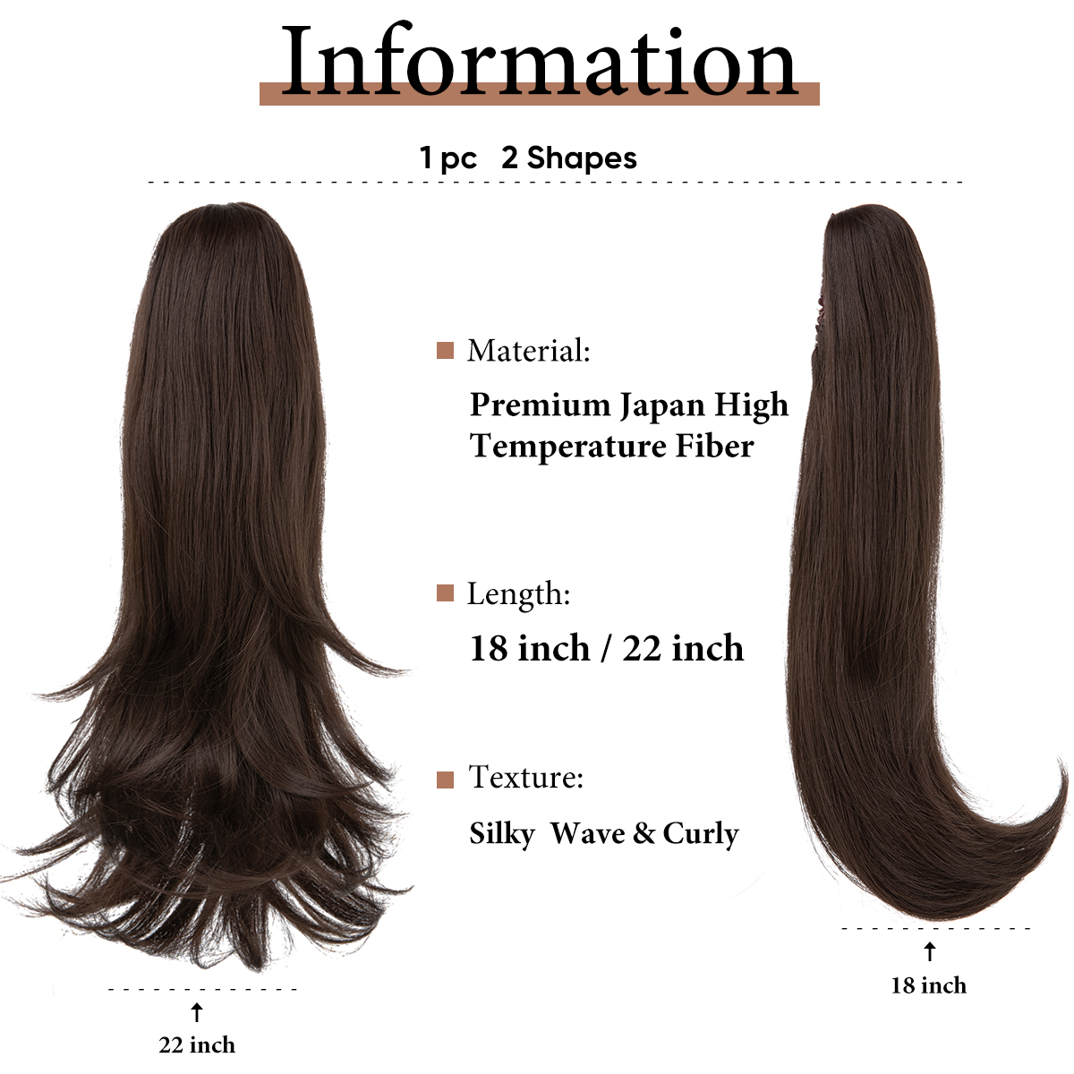 Clipe sintético em rabo de cavalo para mulheres, extensões naturais de cabelo ondulado, peruca longa, pigtail Daliy, Premium, P024