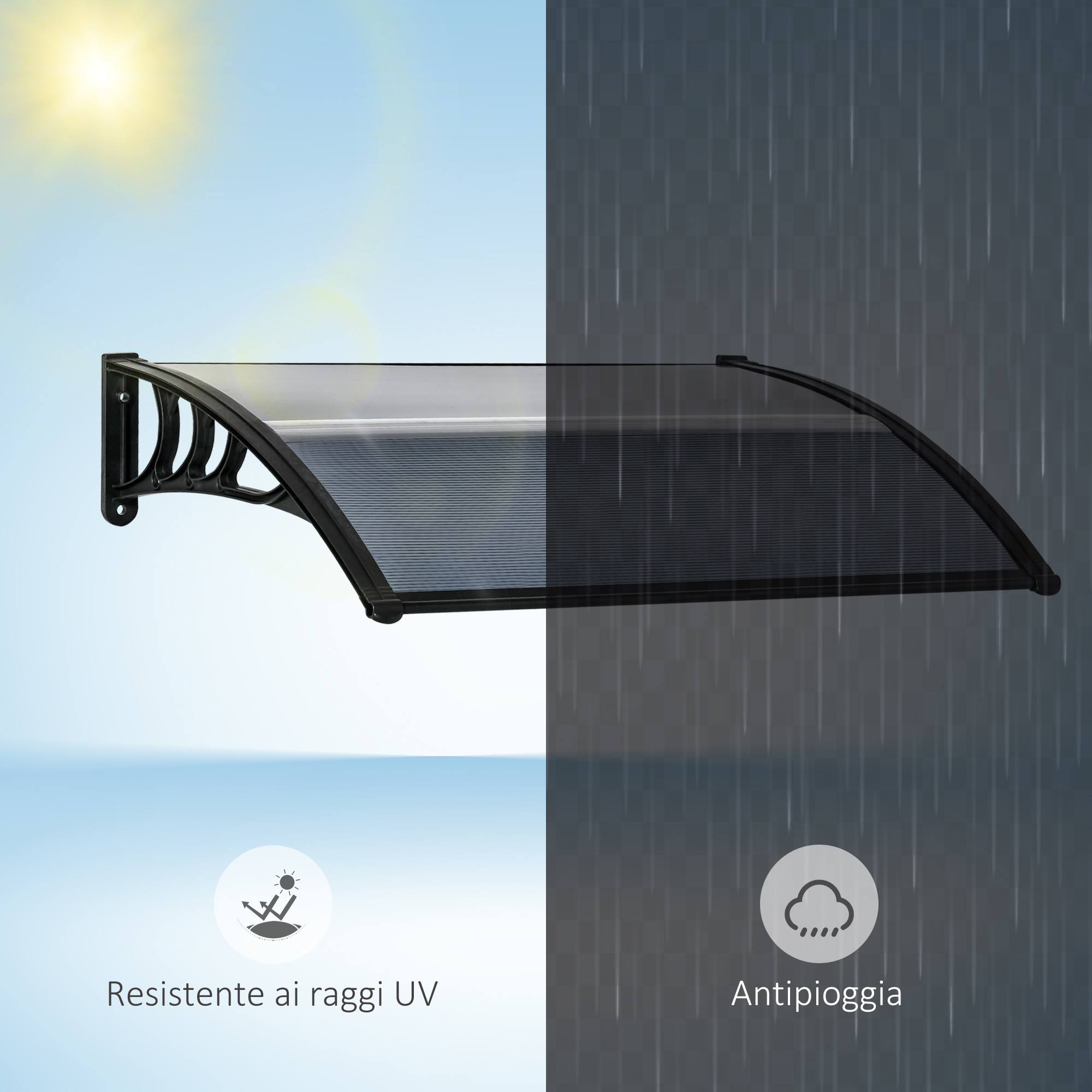 Outsunny Marquesina Exterior para Puertas y Ventanas Negro