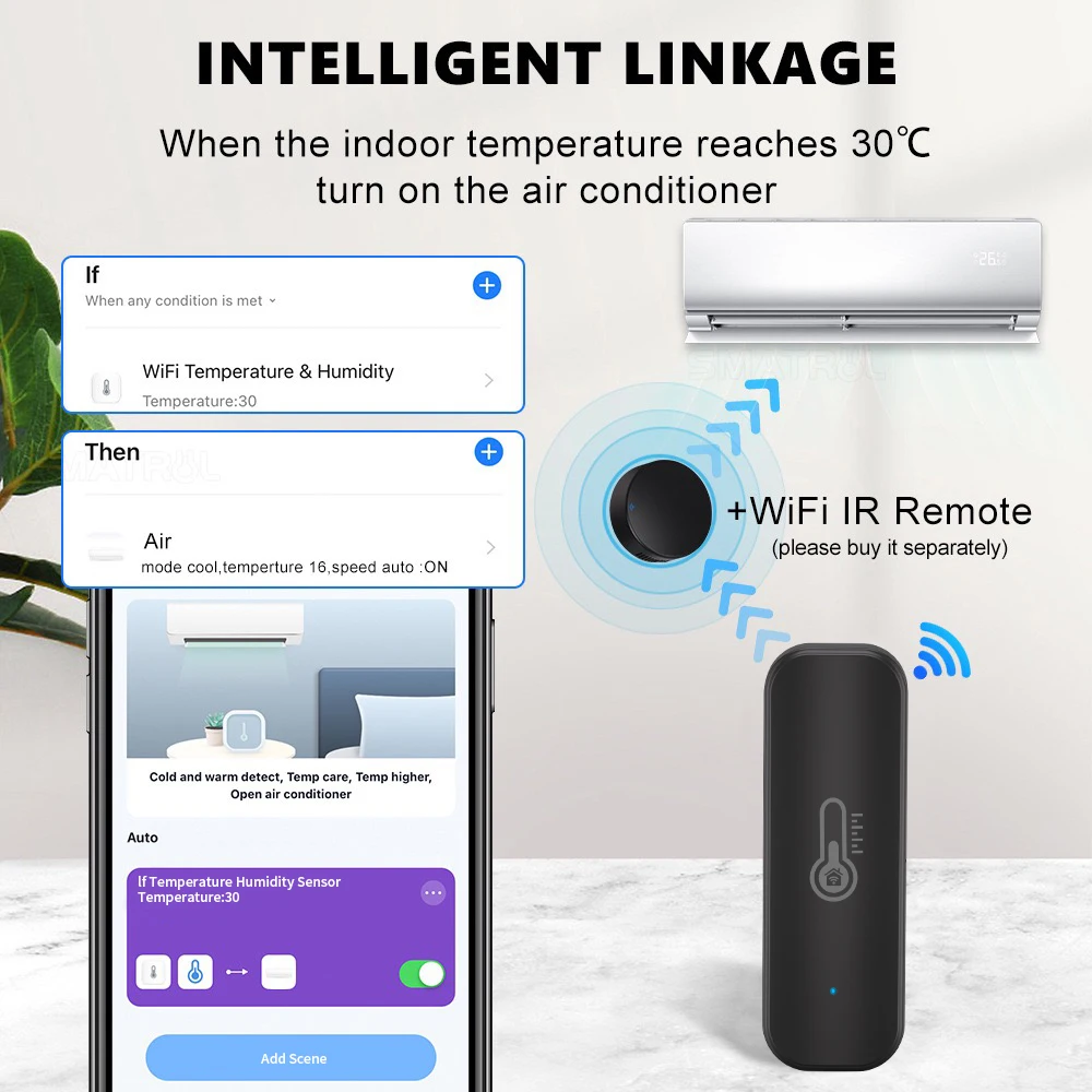 Умный Датчик Температуры И Влажности Tuya Zigbee/WiFi, Гигрометр Для Помещения С Дистанционным Управлением Через Приложение