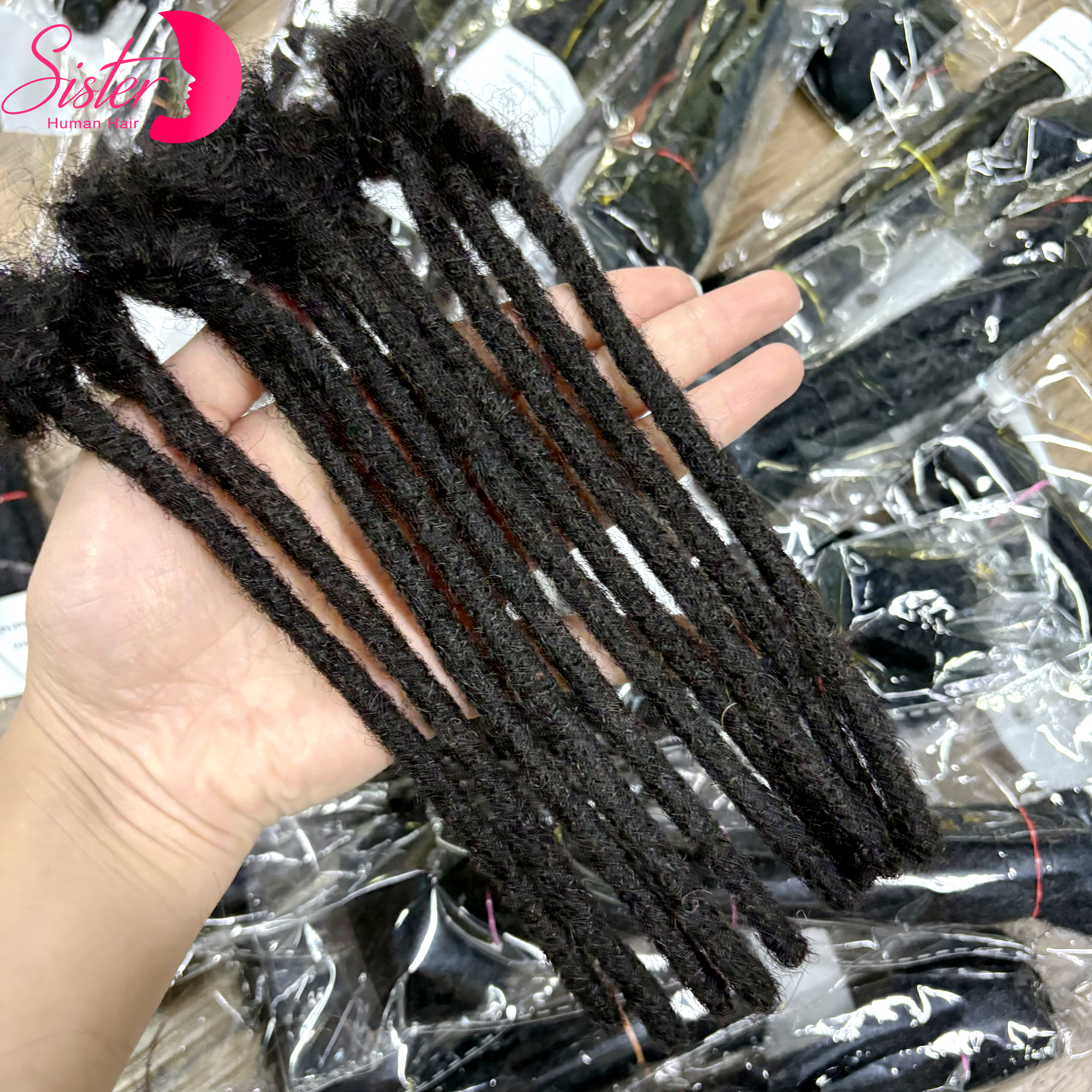 100% Extension Loc faite à la main cheveux humains avec extrémités bouclées 50 brins 8-14 pouces Extension de cheveux humains Loc Dreadlock pour hommes femmes enfants