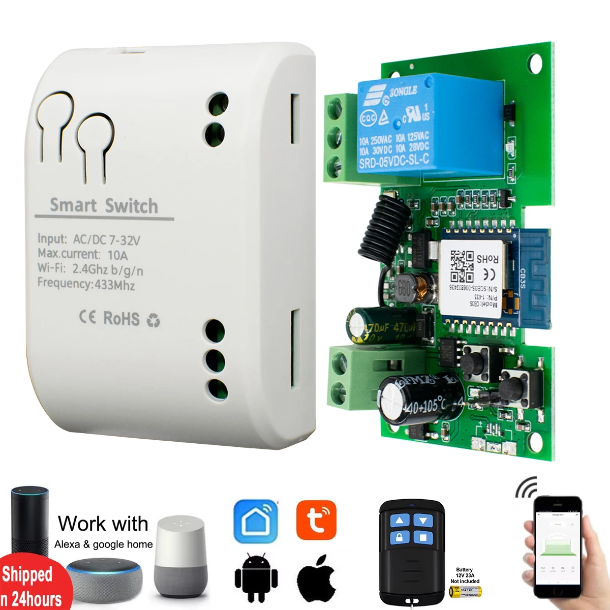 WiFi Smart Garage Door Opener Switch Controller per cancello scorrevole Funziona con Alexa Echo Google Home SmartLife Tuya APP Controllo remoto