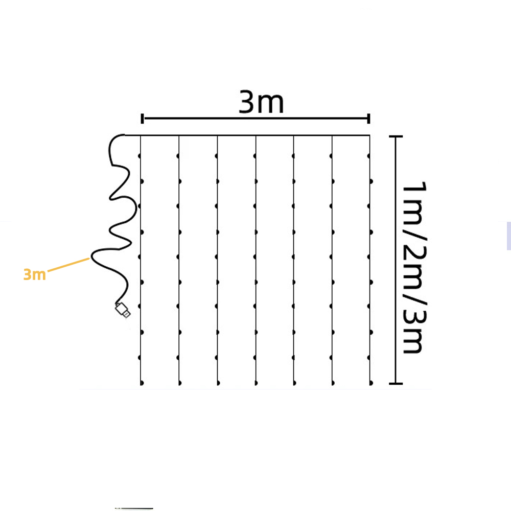 Christmas Holiday LED Decoration Lights Fairy Bedroom String Garland Remote Lighting Curtain Lights With Remote Control