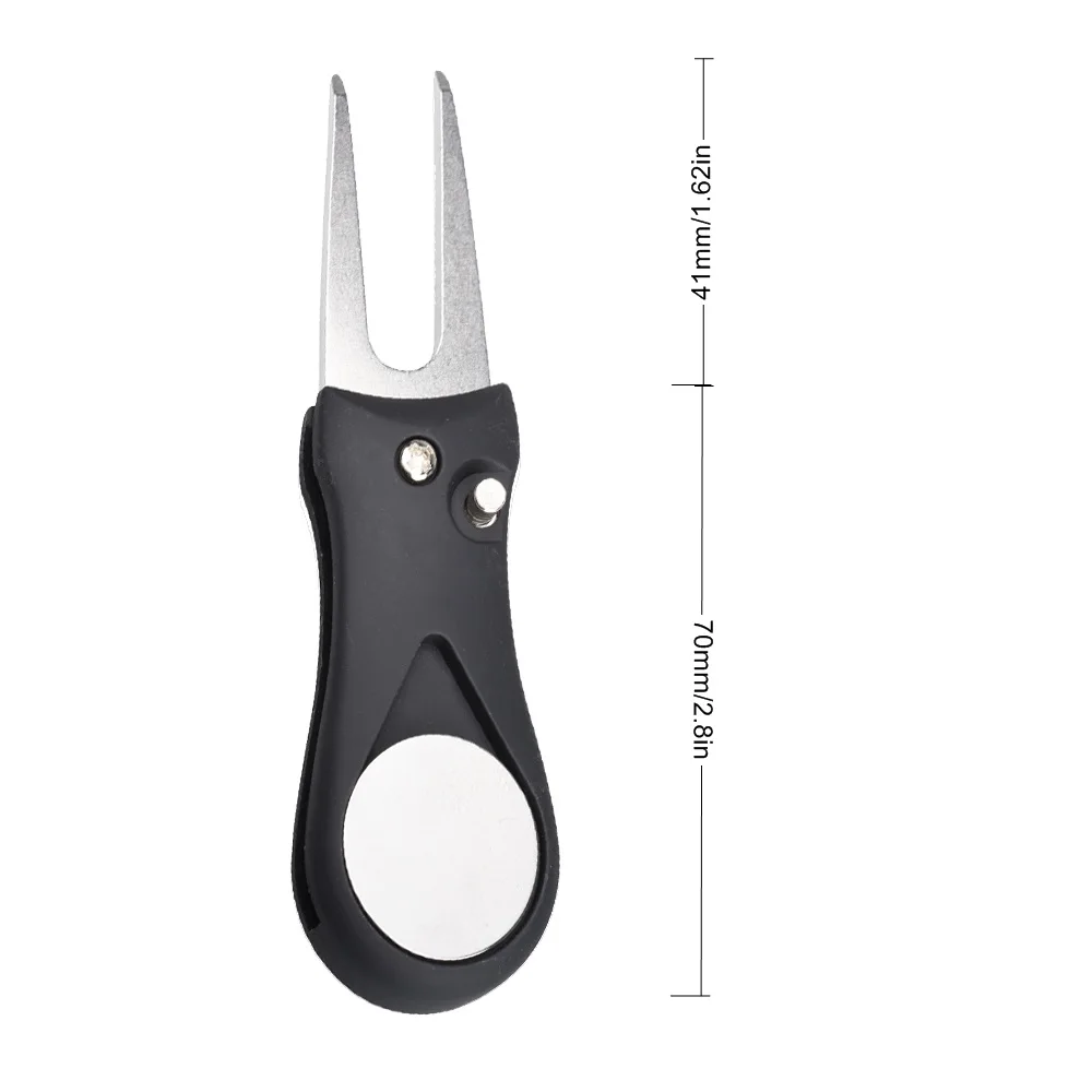 1PCS Foldable Golf Divot Repair Tool with Ball Marker - Switchblade Style Pitch Fork & Groove Cleaner Portable Golf Accessories