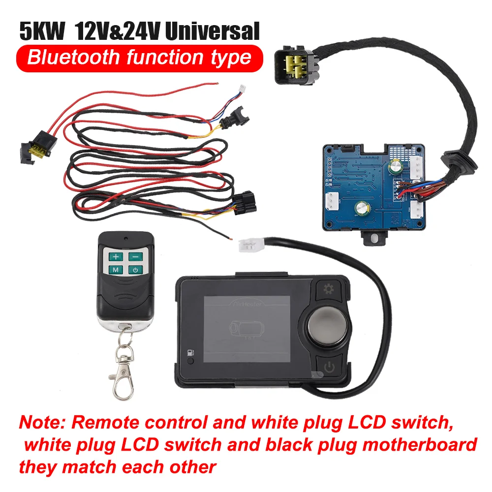 Calentador de estacionamiento de 5KW, interruptor de placa base Bluetooth, arnés de cableado de Control remoto, combinación de traje, accesorios de calentador para coche y camión