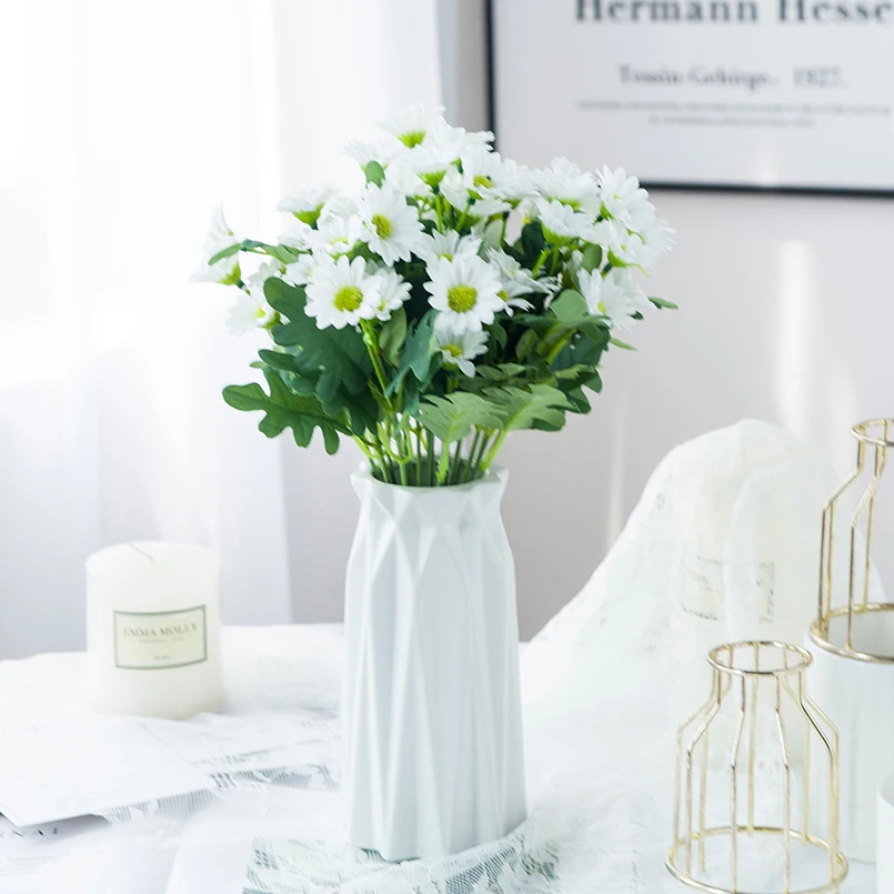 21 Heads Autumn Silk Daisy Bouquet Christmas Decorations Vase For Home Wedding Decorative Household Products Artificial Flowers