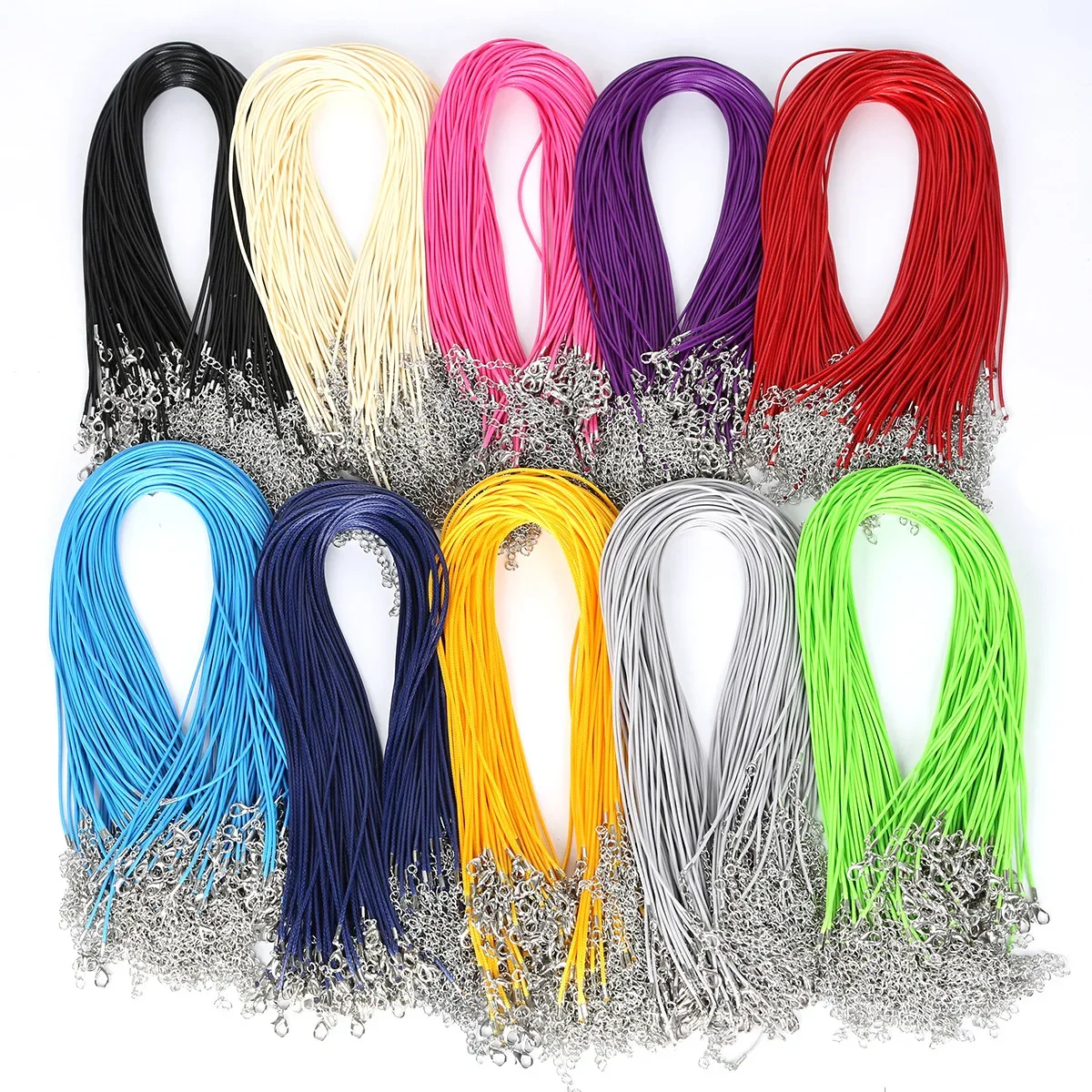 10 Teile/los 1,5 MM 2 MM Baumwolle Gewachste Schnur Leder Seil String Kette Halskette DIY Schmuck Für Die Herstellung Von Erkenntnisse in Groß