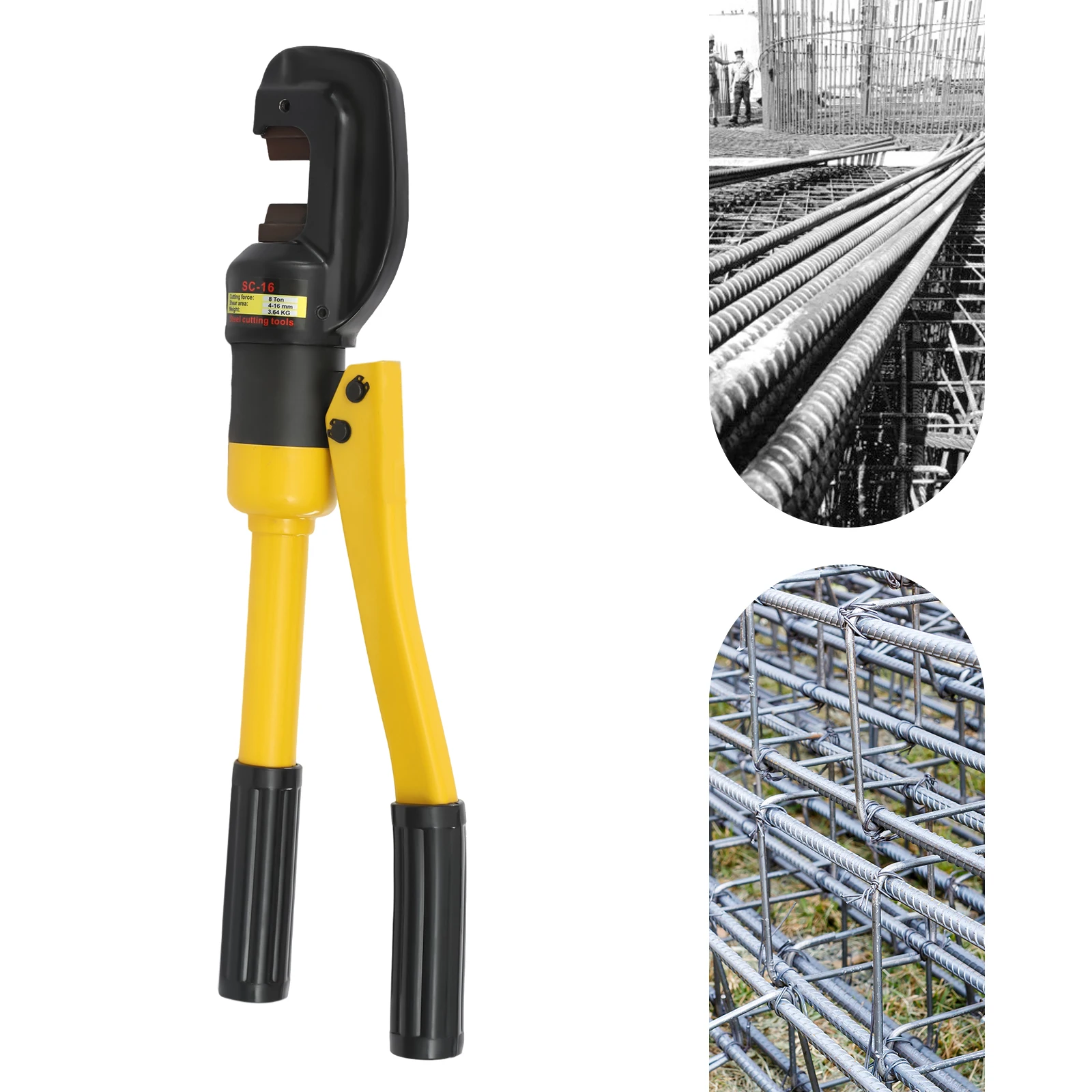 Rebar Cutting Tool with 8T Hydraulic Crimping Power Portable Rebar Cutter and Carrying Case for Construction and Industrial Use