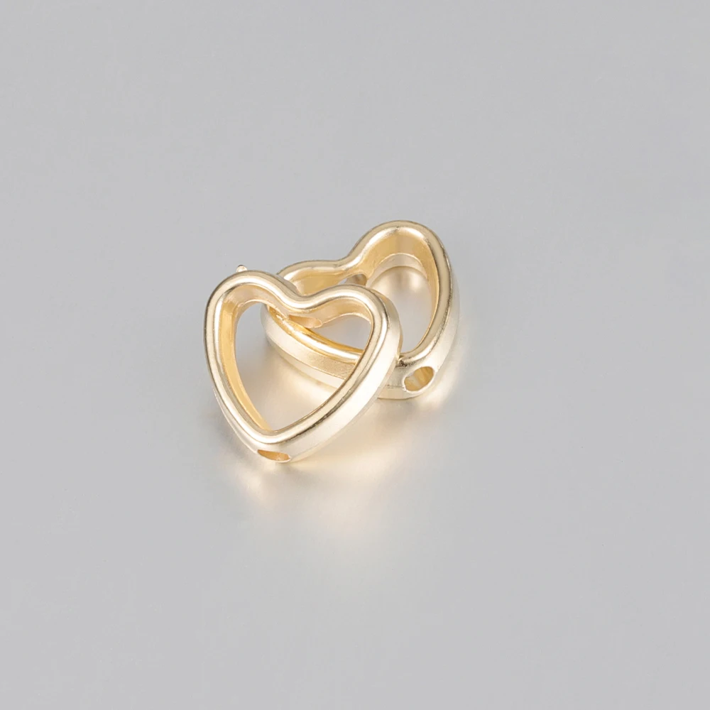 50pcs กรอบหัวใจห่อลูกปัด Double Stright Hole Spacers ลูกปัดแบบหลวมสําหรับเครื่องประดับทํา DIY