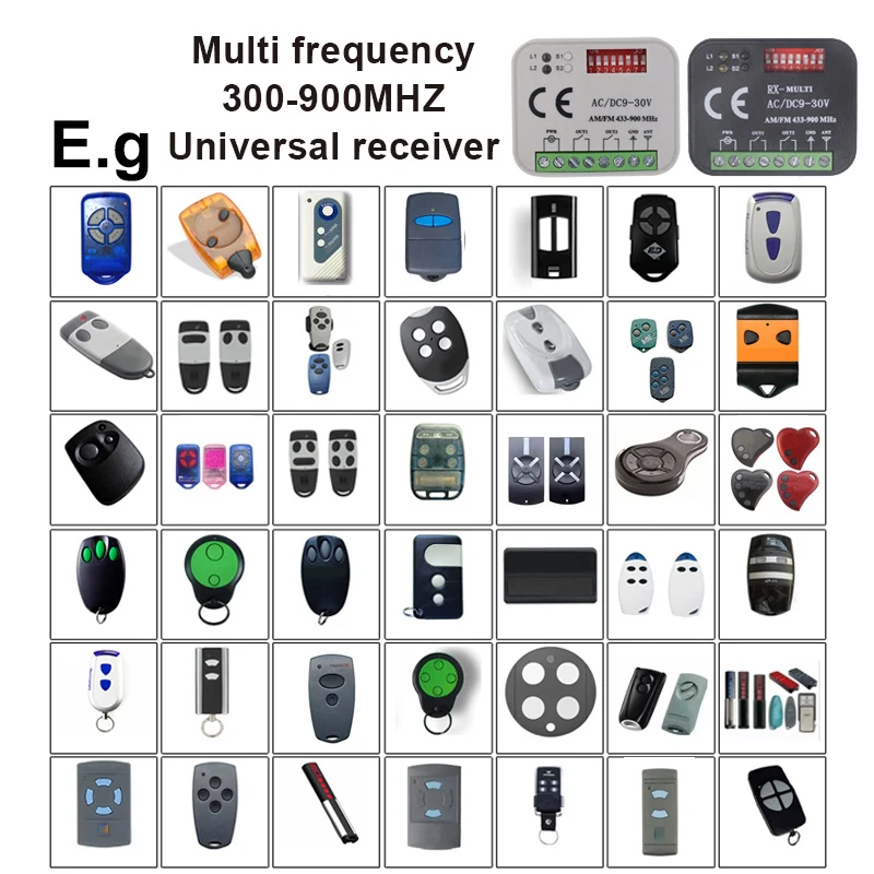 Garage Gate Door Remote Control Universal Receiver 12V 24V 9-30V Controller Switch 300-900MHZ 433.92 433mhz RX MULTI Opener