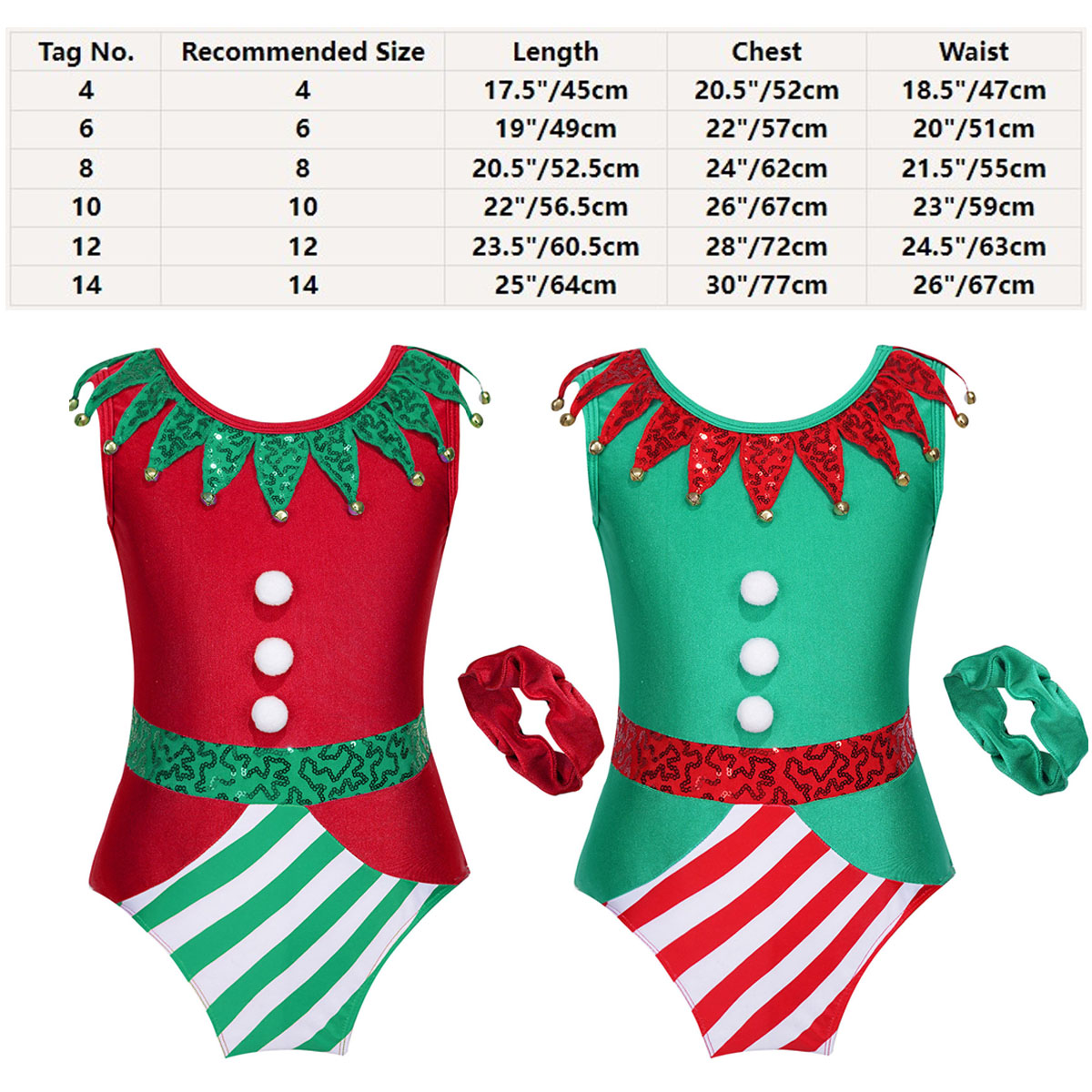 Disfraz de elfo de Navidad para niñas, leotardo de gimnasia y baile de Navidad, mono de lentejuelas a rayas, disfraz de Carnaval de Papá Noel