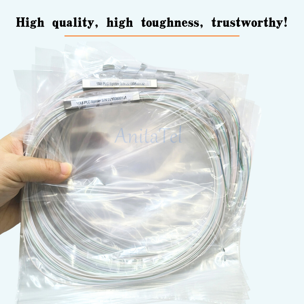 10pcs 1x2 1x4 1x8 1x16 Fiber Optic PLC splitter without connector cable 0.9mm Mini Blockless 2,4 Ports Fiber PLC Splitter
