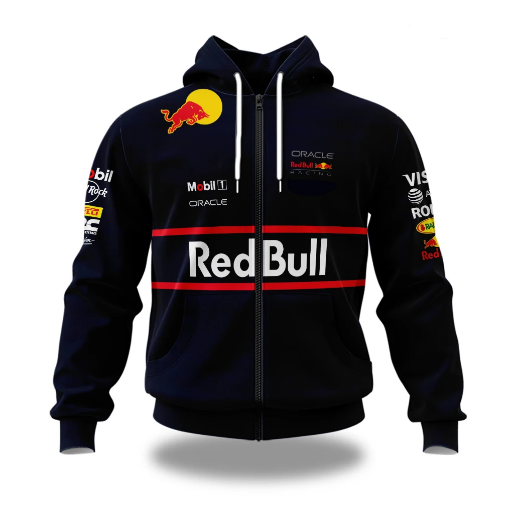 Nuevo Sudadera con capucha con cremallera Red Bull, ropa deportiva con estampado 3D para ciclismo y motocicleta para hombre, Sudadera con capucha de carreras Red Bull para exteriores, chaqueta para hombre