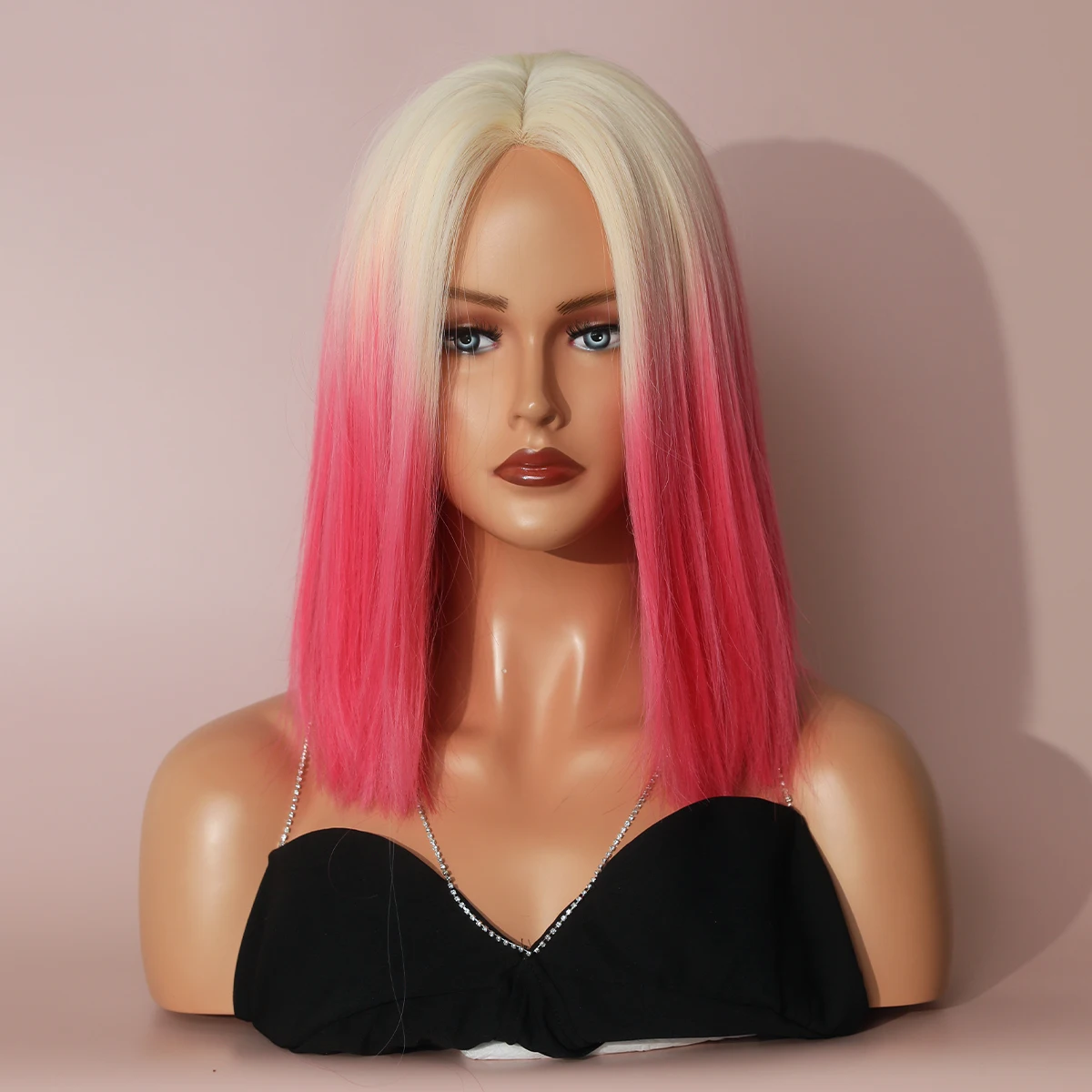 NAMM-Peluca de cabello Natural para mujer, cabellera artificial ondulado con flequillo, corte Bob corto, resistente al calor, para fiesta de Cosplay