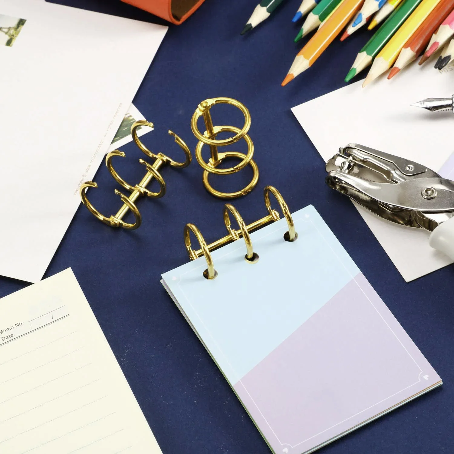 2-6Pcs Binding Book Rings 3 Ring Metal Loose Leaf Binders Book Rings Snap on Index Card Binder for Photo and Paper Organization