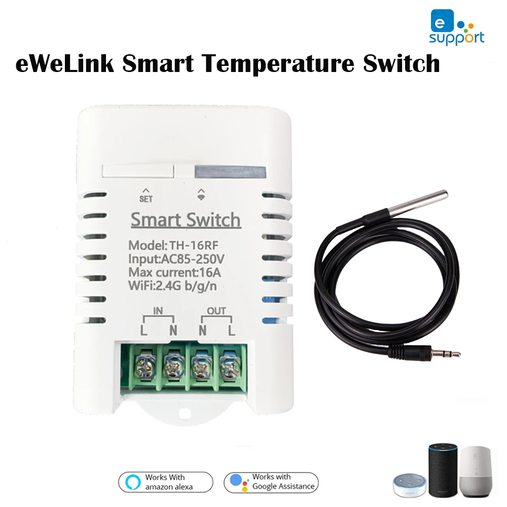 Wifi smart switch licht ac farm 16a 3000w google home alexa intelligenter thermostat alexa tuya ewelink smart temperatur schalter