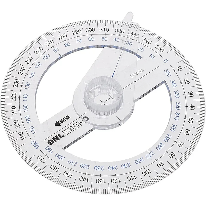 5pcs 360° Plastic Protractor Math Protractors Clear Protractor Ruler Drafting Tools Circle Protractor for Geometry