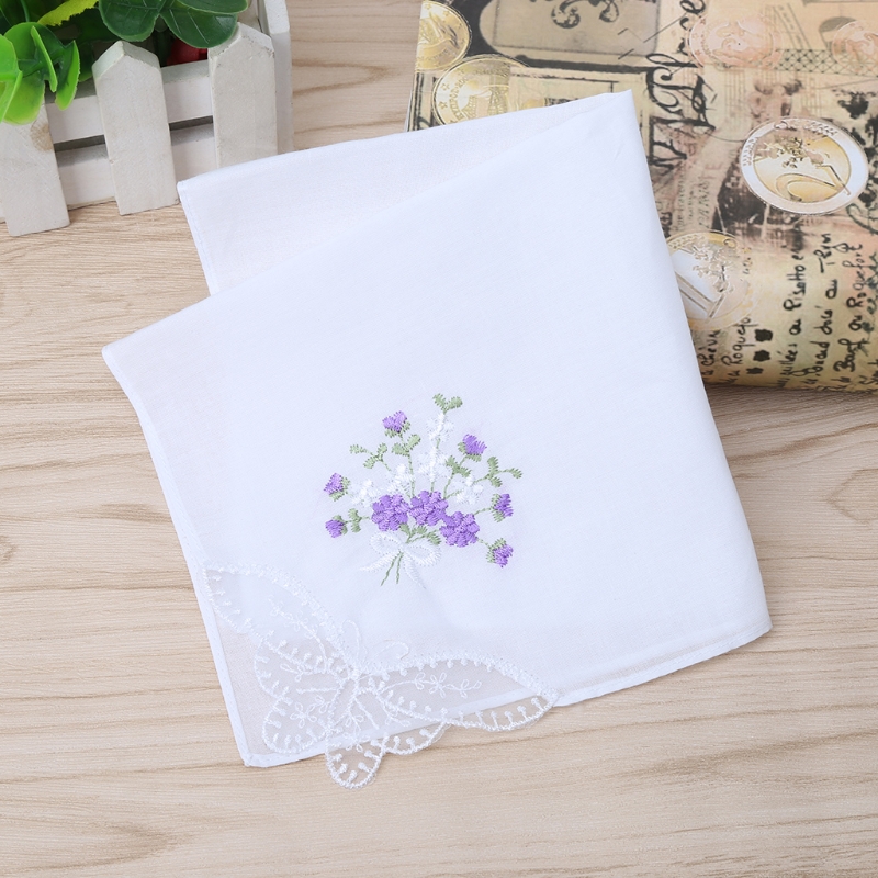 6 sztuk Vintage bawełniana damska haftowana koronkowa chusteczka damska kwiatowa chusteczka Dropshipping