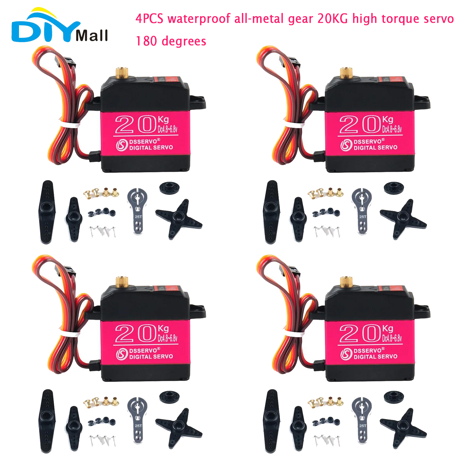 1/2/4 stücke ds3218mg 20kg digitales Servo mit hohem Drehmoment, wasserdichtes Vollmetall-RC-Servo für 1/10 1/12 Baja Car RC Crawler (180 °)