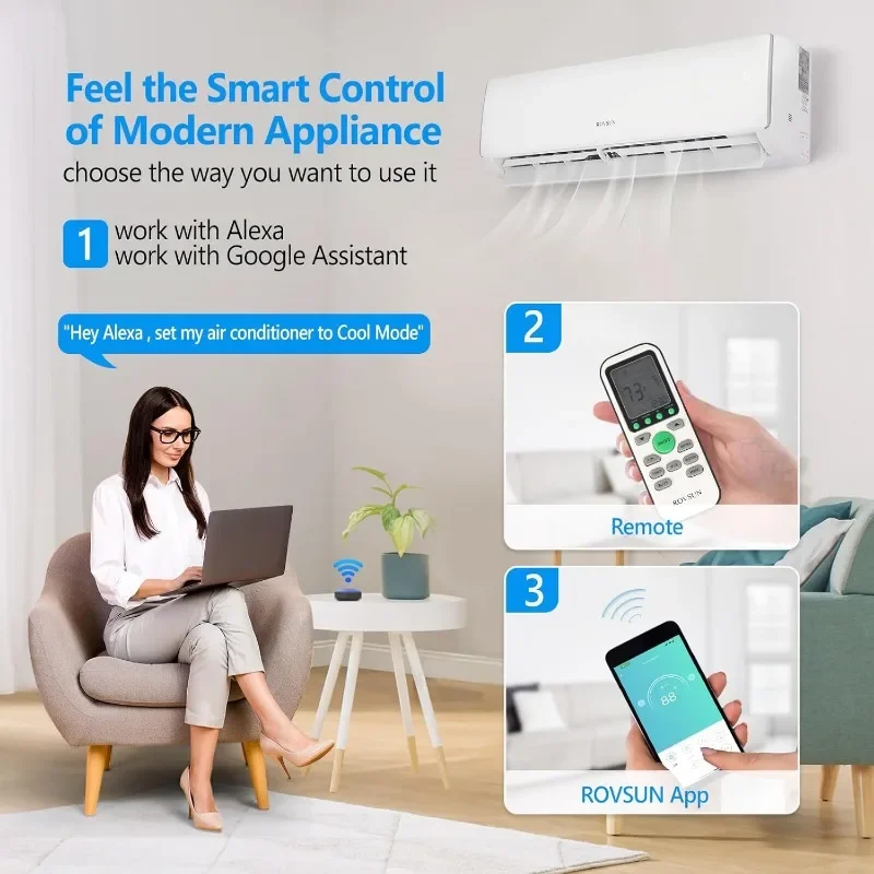 Wifi Mini Split Air Conditioner and Heater, Inverter Ductless Wall Mounted Air Conditioner Unit