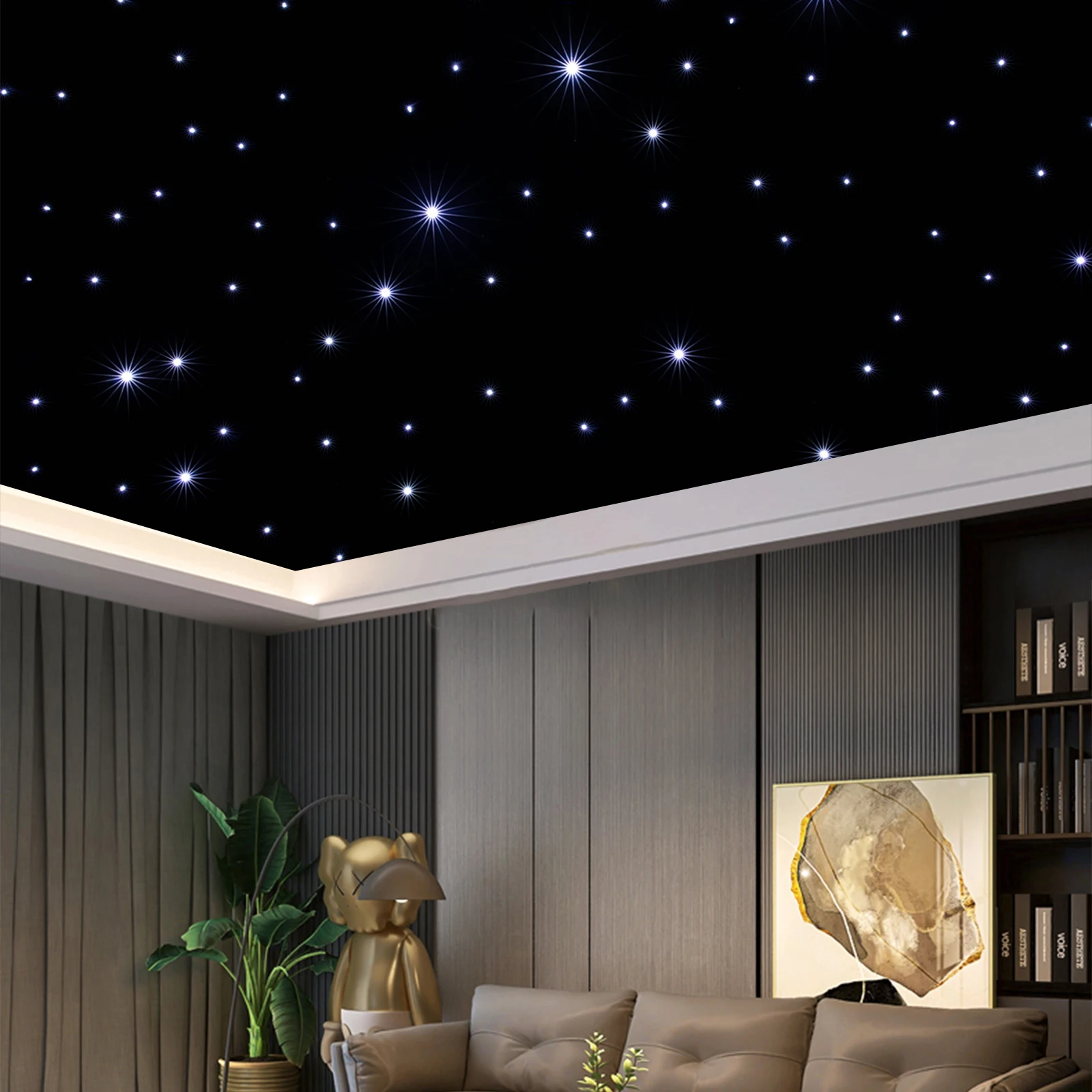 Black Rectangular LED Stage Star Backdrop(Convenient to Use) - Foldable&Truss Mountable(Multiple Holes), Two-Way Metal Zipper