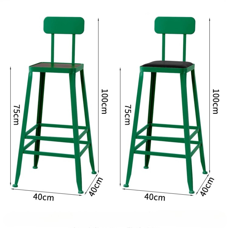 Vintage Industrial Bar Stools Iron Counter Height Chair with Backrest Modern Dining Chairs for Kitchen Minimalist Home Furniture
