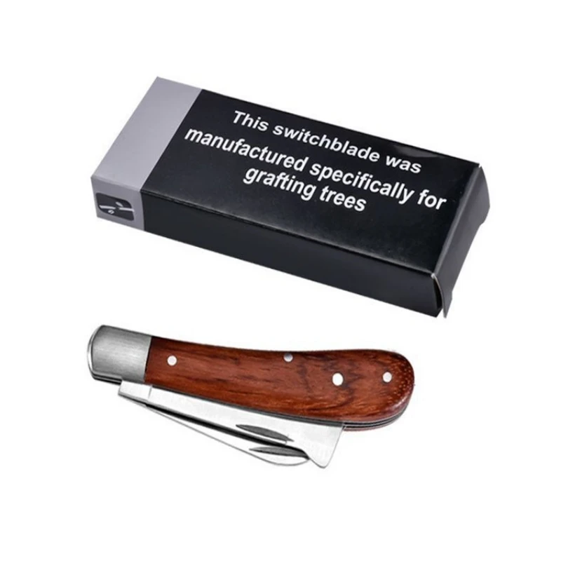 Folding Grafting Knife Grafting Tools Grafting Pruning Knife Professional Garden fruit tree Grafting Cutter Wooden Handle Knife