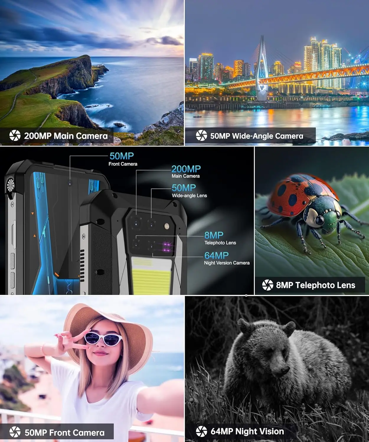 8849 Tank 3 Pro Unihertz proyector resistente Smartphone 23800mAh 5G Android14 teléfono al aire libre 512GB + 36GB 120W carga rápida Dual Sim