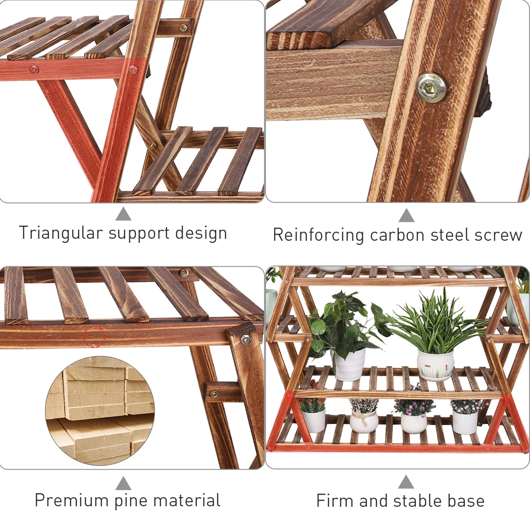 Scaffale per bonsai con supporto per piante in legno a più livelli extra large per interni ed esterni
