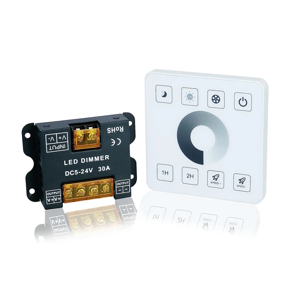 Atenuador LED RF DC5V 12V 24V 30A controlador LED inalámbrico 2,4G interruptor de Panel táctil para tira de LED de un solo color 5050 3528 COB
