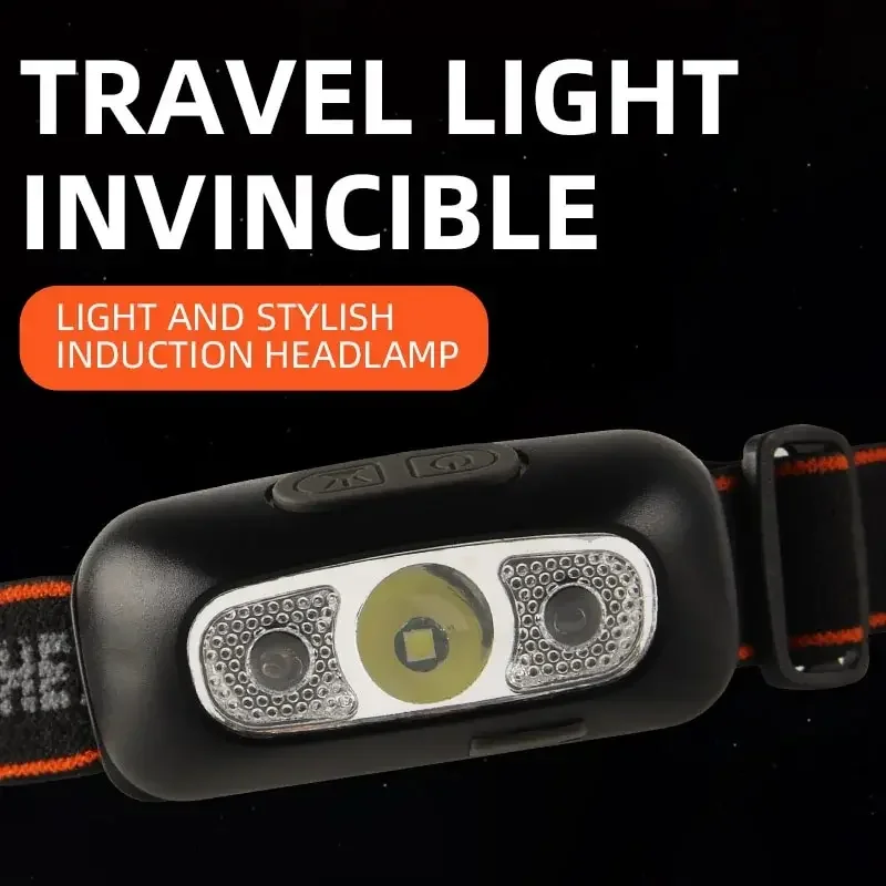 Mão sensor de movimento mini farol usb recarregável led indução farol acampamento ao ar livre luz pesca lâmpada cabeça à prova dwaterproof água