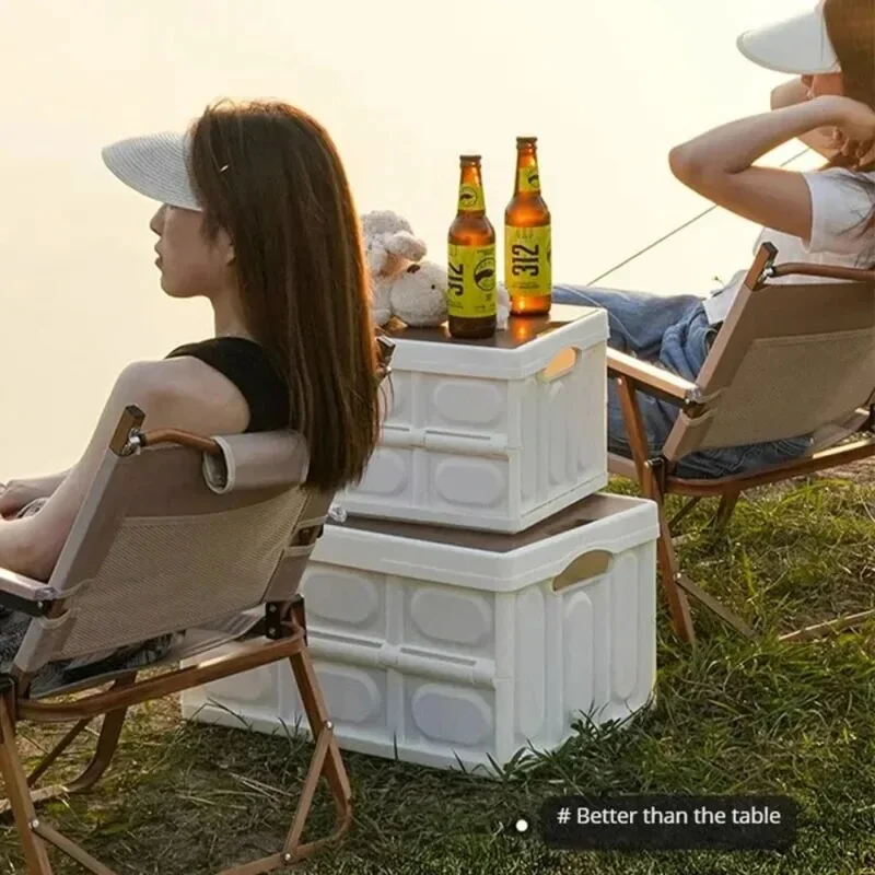 Outdoor Camping กล่องเก็บ 15L หนากล่องเก็บของพับได้รถติดตั้งไม้แบบพกพากล่องเก็บ