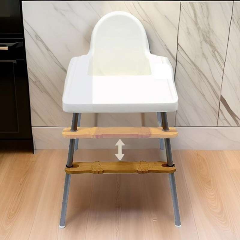 Non-SLIP ไม้ไผ่ธรรมชาติเก้าอี้สูงเท้าปรับเด็ก Highchair เท้าเหยียบสําหรับ IKEA Antelop เก้าอี้สูงอุปกรณ์เสริม