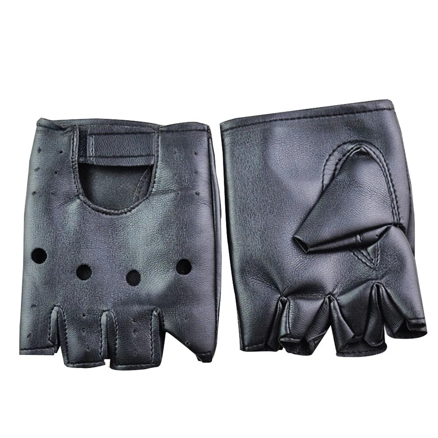 Mannen unisex kunstleer halfvingerhandschoenen theatrale punk hiphop rijden motorfiets prestaties feest vingerloze wanten