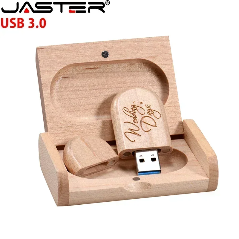 JASTER USB 3,0 caja de madera Pen Drive logotipo personalizado gratis unidad Flash USB Pendrive de bambú regalo de boda memoria Stick 128GB 32GB 64GB