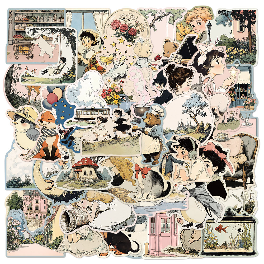 50 stuks Comic World Sticker Anime Graffiti Esthetische Lezen Laptop Bagage Scrapbooking Decals Waterdichte Bagage Telefoon Decals