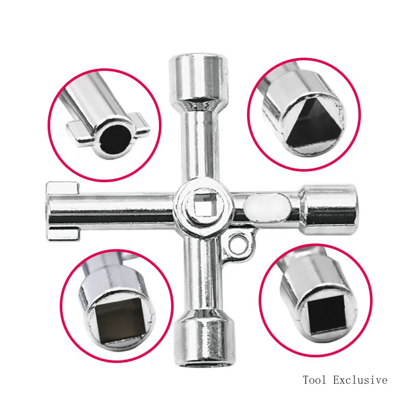 Multi-Specification Cross-Shaped Electric Control Cabinet Triangle Key Wrench Elevator Water Meter Valve Double-Sided Wrench