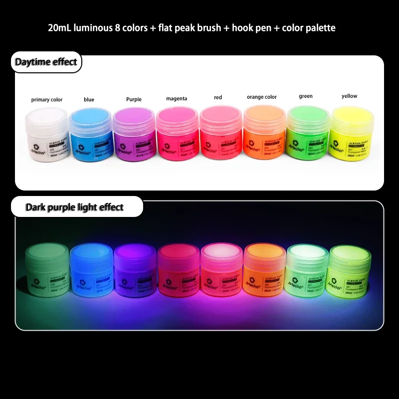 58ML Luminous อะคริลิคสีเรืองแสงเรืองแสงใน Dark DIY ปาร์ตี้ฮาโลวีนเครื่องประดับเล็บเล็บความงามเรซิ่น Pigment