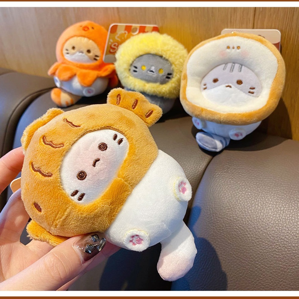Niedlicher Plüsch-Schnapper-Kopf-Schlüsselanhänger, Kakao-Katze, japanischer Stil, Schultaschen-Anhänger, Puppen-Anhänger