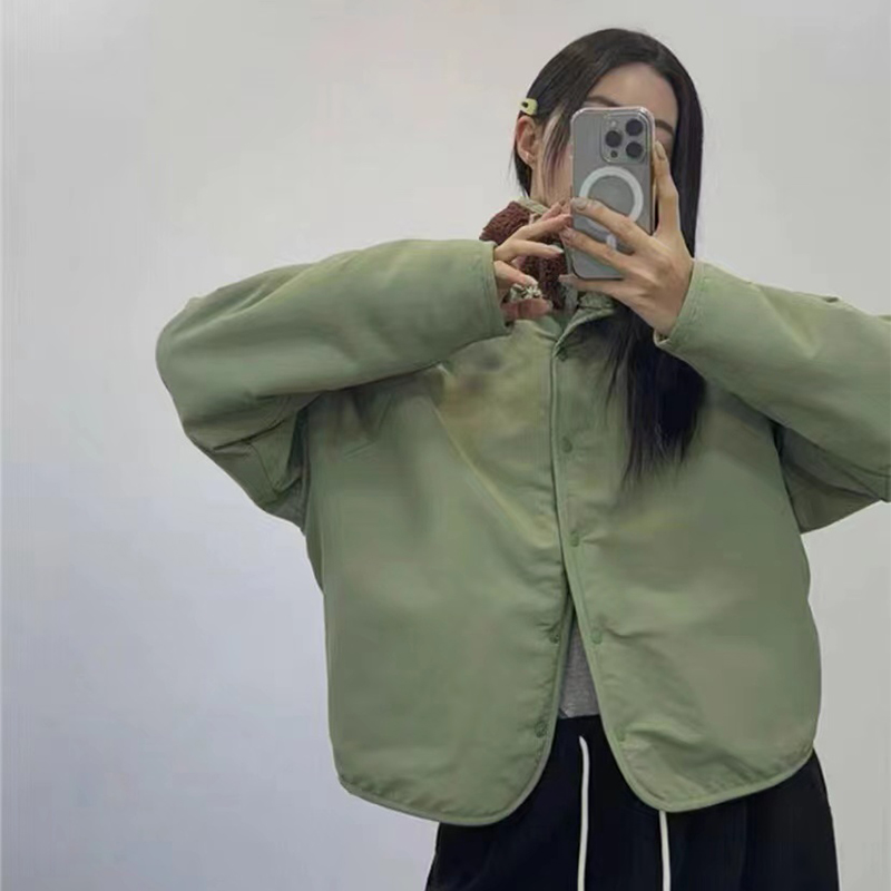 Chic Autumn Winter Vintage Reversible Stand Collar Long Sleeve Lamb Velvet Cotton Jacket Floral Embroidery Versatile Outerwear