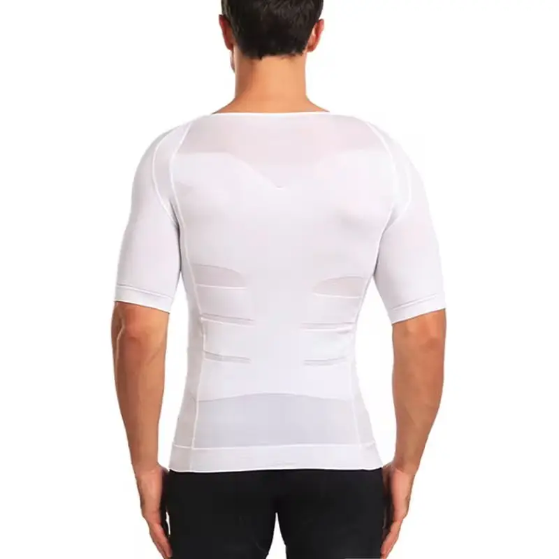 Mens Slimming Body Shaper Compression Shirt Tummy Control Slimmer Shapewear Gynecomastia Undershirt Posture Corrector Tops