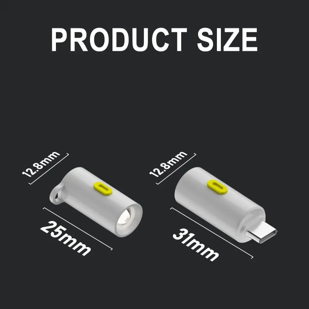 230 High Lumens Type-C Mini Flashlight Portable Plug and Play USB C Emergency Lamp with Lanyard Keychain Flashlights