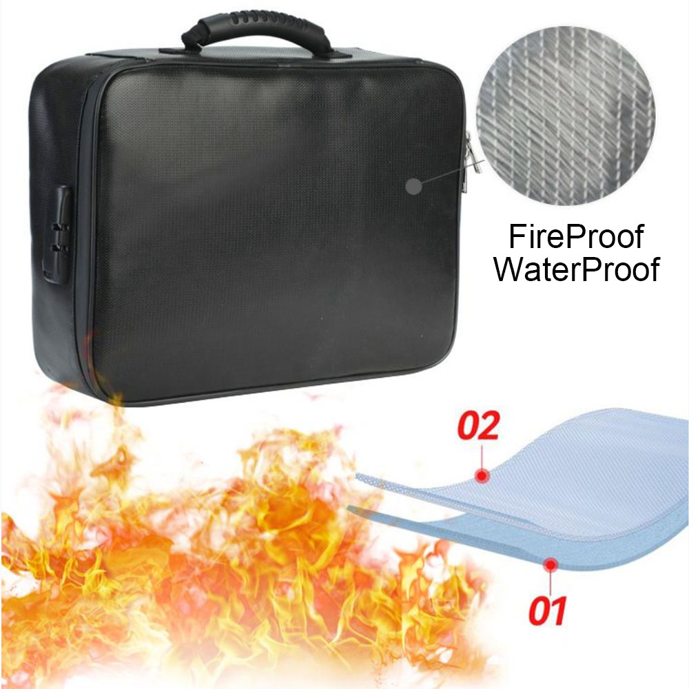 Fireproof Waterproof Document Bag File Passport Fire Resistant Storage Bag Portable Travel Money Jewelry Safe Box Organizer Bag