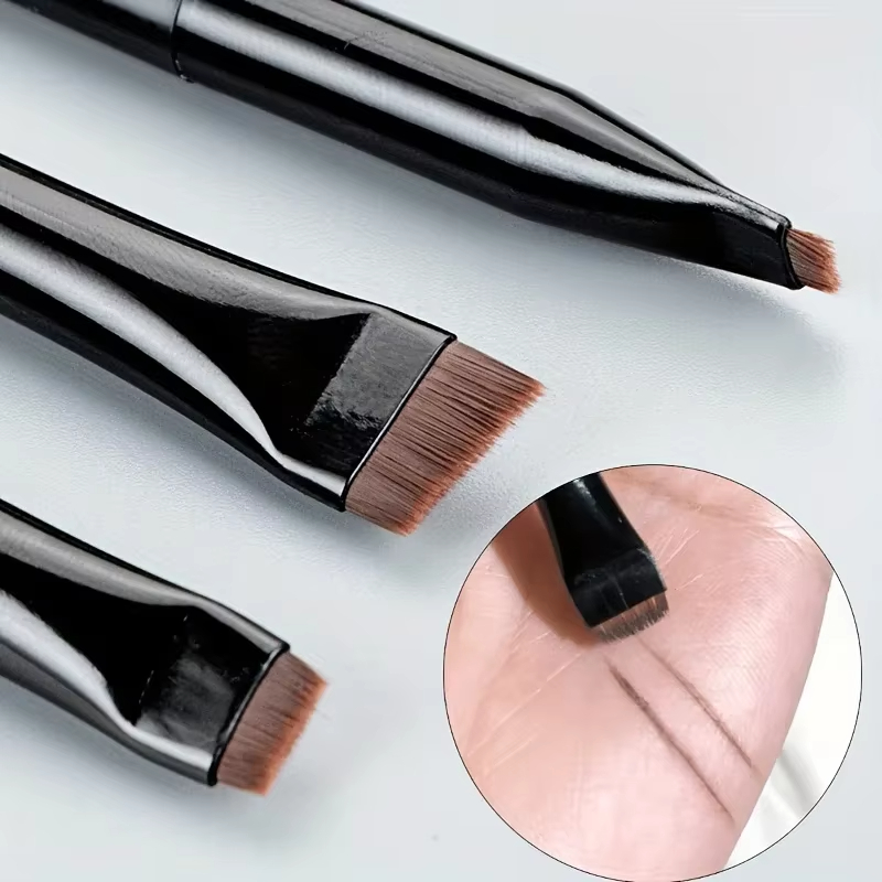 3-Piece Makeup Brush Set: Sickle-Shaped Eyeliner Brush, Fine Angled Eyebrow Brush, Eyeliner Brush, Ultra-Fine Eyeshadow Brush
