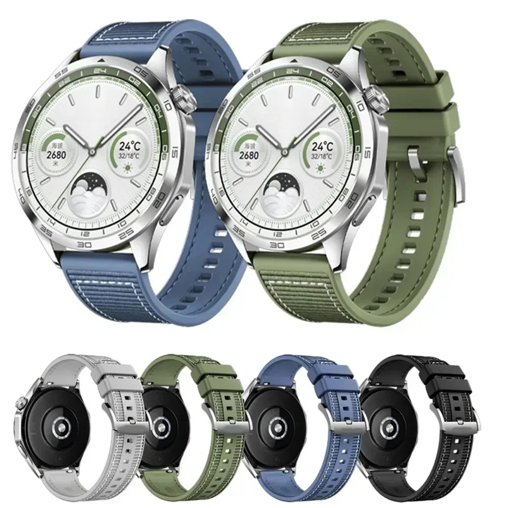 22mm Silicone+Woven Strap for HUAWEI WATCH GT4 46mm Watch 4/3 Pro Smartwatch Band for Huawei Watch GT Runner Belt Accessories